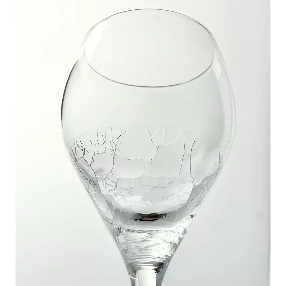 Pier 1 “Reflections” Set of 3 Crackled Wine Glasses 9 1/4” 12oz